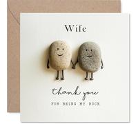 Heartfelt Thank You Card for Wife - You're My Favourite Rock - Adorable Smiling Pebbles Hand in Hand, Anniversary - 145mm Square, Envelope Included