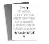 Heartfelt Typography Fathers Day Card/Mothers Day Card/Birthday Card - Family - Family Isn't Always Blood It's The People In Your Life Who Want You In Theirs