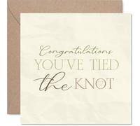 Heartfelt Wedding Card - A Warm Celebration of Tying the Knot - Elegant Mixed-script Design with Heart and Ring Detail - 145mm Square, Envelope Included