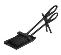 Hearth and Home Fireplace Black Cast Iron Dustpan and Brush Set 15Inch