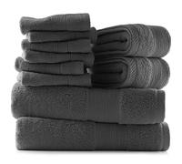 Hearth & Harbor 100% Ring Spun Cotton Bath Towels for bathroom - Luxury Bathroom Towels - Soft & Highly Absorbent Bath Towels Set, 10 Piece Set (2 Bath Towels, 2 Hand Towels, 6 Washcloths) - Grey