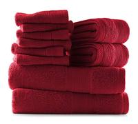 Hearth & Harbor 100% Ring Spun Cotton Bath Towels for bathroom - Luxury Bathroom Towels - Soft & Highly Absorbent Bath Towels Set, 10 Piece Set (2 Bath Towels, 2 Hand Towels, 6 Washcloths) - Red