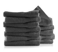 Hearth & Harbor 100% Ring Spun Cotton Washcloths 12 Pack - Washcloth for body and face, High Absorbent and Soft 33x33 cm Body Wash Cloth, Quick Dry - Black Washcloths
