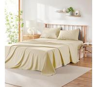 Hearth & Harbor 4 Piece Bed Sheets Set - 40% Rayon Derived from Bamboo Sheets - Breathable Deep Pocket Sheets Fit Upto 16" Mattress (Twin XL, 03 - Cream)