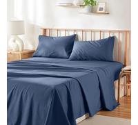 Hearth & Harbor 4 Piece Double Size Bed Sheets Set - 60% Microfiber, 40% Rayon Derived From Bamboo Sheets Double Size Set - Double Size Sheets Set Fits Up to 16" Mattress, Navy