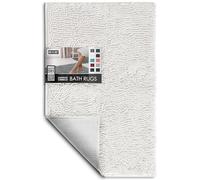 Hearth & Harbor Bathroom Rugs, Chenille Bath Mat - Machine Washable Bath Mats for Bathroom Non-Slip Backing Rubber, Quick Dry Bathroom Mat, Medium White