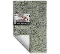 Hearth & Harbor Bathroom Rugs, Chenille Bath Mat - Machine Washable Bath Mats for Bathroom Non-Slip Backing Rubber, Quick Dry Bathroom Mat, Medium Sage