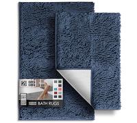 Hearth & Harbor Bathroom Rugs, Chenille Bath Mat - Machine Washable Bath Mats for Bathroom Non-Slip Backing Rubber, Quick Dry Bathroom Mat, Small - Medium Navy