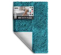 Hearth & Harbor Bathroom Rugs, Chenille Bath Mat - Machine Washable Bath Mats for Bathroom Non-Slip Backing Rubber, Quick Dry Bathroom Mat, Small Teal