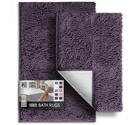 Hearth & Harbor Bathroom Rugs, Chenille Bath Mat - Machine Washable Bath Mats for Bathroom Non-Slip Backing Rubber, Quick Dry Bathroom Mat, Small - Medium Purple