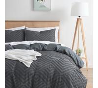 Hearth & Harbor Boho Duvet Cover Twin - Boho Bedding Grey Duvet Cover, 2 Piece Textured Duvet Cover Set, Double Brushed Twin Duvet Cover with Zipper Closure, 1 Duvet Set 68x90 inches and 1 Pillow Sham