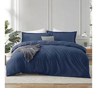 Hearth & Harbor California King Duvet Cover Sets Navy Blue - 3 Piece Bedding Set, Soft Double Brushed Comforter Cover Set with Button Closure, 1 Duvet Cover 104x98 inches and 2 Pillow Shams