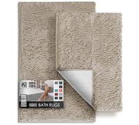 Hearth & Harbor Chenille Bath Mat - Machine Washable, Non-Slip Backing, Quick Dry, Small - Medium Hunter Green, 17x24 & 20x32 inches