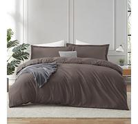 Hearth & Harbor Chocolate Brown Duvet Cover King Size - 3 Piece Bedding Set, Soft Double Brushed Comforter Cover Set with Button Closure, 1 King Size Duvet Cover 104x90 inches and 2 Pillow Shams