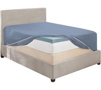 Hearth & Harbor Extra Deep Pocket King Size Blue Fitted Sheet, 1800 Microfiber, Soft, Fits up to 24'' Mattress