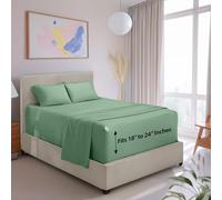 Hearth & Harbor Extra Deep Pocket King Size Sheets - 4 Piece Hotel Luxury King Size Sheet Set Fits Up to 24" Mattress - Ultra Soft Luxury Bed Sheet Set - King, Sage Green New