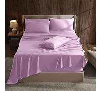 Hearth & Harbor Extra Deep Pocket King Size Sheets Set - 6 Piece - Fits Mattress 18-24 Inches Deep - Lilac