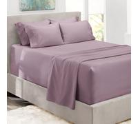 Hearth & Harbor Extra Deep Pocket King Size Sheets Set - Fits Mattress 18-24 Inches Deep - 6 Piece King Size Sheets - Dusty Purple