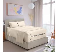 Hearth & Harbor Extra Deep Pocket Queen Sheets - 4 Piece Hotel Luxury Queen Sheet Set Fits Up to 24" Mattress - Ultra Soft Luxury Queen Bed Sheet Set - Soft & Breathable, Queen, Off White