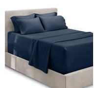 Hearth & Harbor Extra Deep Pocket Queen Sheets Sets - Fits Mattress 18-24 Inches - 6 Piece Queen Size Sheets - Navy Blue Sheets
