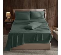 Hearth & Harbor Extra Deep Pocket Queen Sheets Sets - Fits Mattress 18-24 Inches Deep - Extra Deep Pocket Sheets - 6 Piece Queen Size Sheets - Forest Green