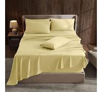 Hearth & Harbor Extra Deep Pocket Queen Sheets Sets - Fits Mattress 18-24 Inches Deep - Extra Deep Pocket Sheets - 6 Piece Queen Size - Queen - Mellow Yellow Sheets