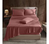 Hearth & Harbor Extra Deep Pocket Queen Sheets Sets - Fits Mattress 18-24 Inches Deep - Extra Deep Pocket Sheets - 6 Piece Queen Size Sheets - Pink Clay