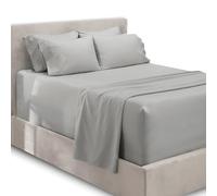 Hearth & Harbor Extra Deep Pocket Sheets - Fits Mattress 18-24 Inches Deep - Extra Deep Pocket Split King Size Sheets Sets - 7 Piece Split King Size Sheets - Split King Sheets Deep Pocket, Silver