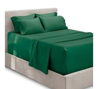 Hearth & Harbor Extra Deep Pocket Sheets - Fits Mattress 18-24 Inches Deep - Extra Deep Pocket Twin Sheets Sets - 4 Piece Twin Size Sheets - Twin Sheets Deep Pocket - Hunter Green Sheets