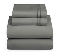 Hearth & Harbor, Extra Soft Bedding Sheets & Pillowcases, Microfiber, Charcoal Grey, Short Queen