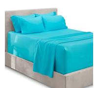 Hearth & Harbor Fits Mattress up to 21", Double Brushed Bedding Sheets & Pillowcases, Microfiber, Beach Blue, Queen