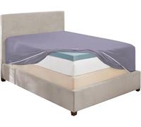 Hearth & Harbor Grayish Purple California King Fitted Sheet, Extra Deep Pocket Cal King Fitted Sheet Only, 1800 Microfiber Fitted Bed Sheet, Ultra Soft Fitted Sheet Cal King Fits up to 24" Mattress