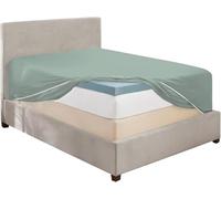 Hearth & Harbor Green Fitted Sheet Queen Size, Extra Deep Pocket Queen Fitted Sheet Only, 1800 Microfiber Fitted Bed Sheet, Ultra Soft Fitted Queen Sheet Fits up to 24 '' Mattress