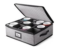Hearth & Harbor Hard Shell Mug Organizer, Cup and Mug Storage Box, Grey