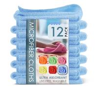 Hearth & Harbor Microfiber Cleaning Cloth, Microfiber Towels for Cars 12 Pack Washcloths, Blue Cleaning Rags, Reusable Microfiber Towel, Microfiber Cloth Rags for Cleaning, Lint Free Cloth