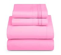 Hearth & Harbor Queen Size Sheets - 4 Piece Bed Sheet Set, Hotel Luxury Double Brushed Bed Sheets - Extra Soft Bedding Sheets & Pillowcases, Queen, Light Pink