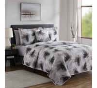 Hearth & Harbor Quilts Queen Size - All Season Bedspread Coverlet Set, Pinsonic Weave Lightweight Bedding Set - 7 Piece Queen Quilt Set with Pillow Shams, Printed Palm Leaf