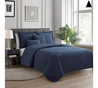 Hearth & Harbor Quilts Twin Size - All Season Bedspread Coverlet Set, Pinsonic Weave Lightweight Bedding Set - 5 Piece Twin Quilt Set with Pillow Shams, Diamond - Navy