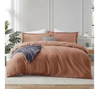 Hearth & Harbor Rust Queen Size 3-Piece Duvet Cover Set, Soft Double Brushed Microfiber, 1 Duvet Cover 90x90 Inches, 2 Pillow Shams 20x26 Inches