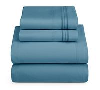Hearth & Harbor RV Short Queen Size Sheets - 4 Piece Bed Sheet Set, Hotel Luxury Double Brushed Bed Sheets - Extra Soft Bedding Sheets & Pillowcases, Short Queen, Blue Heaven