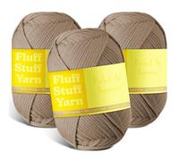 Hearth & Harbor Soft Yarn - Crochet & Knitting Yarn, Beginner Yarn with Easy-to-See Stitches, 3 Pack of 250 Yds Amigurumi Yarn, Cotton-Nylon Blend Tshirt Yarn, Worsted Weight Yarn 4, Coffee Brown