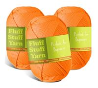 Hearth & Harbor Soft Yarn - Crochet & Knitting Yarn, Beginner Yarn with Easy-to-See Stitches, 3 Pack of 250 Yds Amigurumi Yarn, Cotton-Nylon Blend Tshirt Yarn, Worsted Weight Yarn 4, Pumpkin Yarn