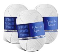 Hearth & Harbor Soft Yarn - Crochet & Knitting Yarn, Beginner Yarn with Easy-to-See Stitches, 3 Pack of 250 Yds Amigurumi Yarn, Cotton-Nylon Blend Tshirt Yarn, Worsted Weight Yarn 4, White Yarn