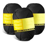 Hearth & Harbor Soft Yarn - Crochet & Knitting Yarn, Beginner Yarn with Easy-to-See Stitches, 3 Pack of 250 Yds Amigurumi Yarn, Cotton-Nylon Blend Tshirt Yarn, Worsted Weight Yarn 4, Black Yarn