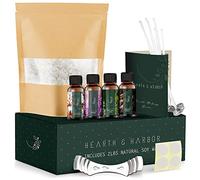 Hearth & Harbor Soy Candle Wax for Candle Making - Natural Soy Wax for Candle Making 0.9 kg Bag, Premium Soy Wax Flakes, 5 Cotton Candle Wicks, 4 Wick Stickers, & 1 Centering Devices