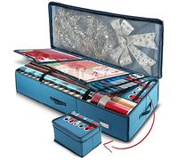 Hearth & Harbor Steel Gift Wrap Storage Organizer - Christmas Wrapping Paper Rolls & Accessories Under-Bed Storage Box