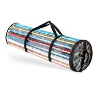 Hearth & Harbor Wrapping Paper Storage Container - Clear Wrapping Paper Holder Fits Up To 14 Rolls of 40" - Tear Proof Gift Wrapping Organizer Storage - Premium Christmas Storage Bag For Easy Carrying