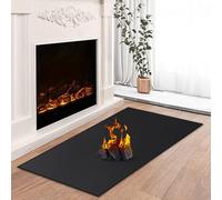 Hearth Rugs for Fireplaces Fire Resistant, 48 x 28 x 0.04 inch Fireproof Fireplace Mat Hearth Rug, Hearth Pads for Wood Stove Fireplace Indoor Outdoor, Protect Floors Carpets from Sparks Embers-Black