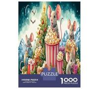Heartholding Mouse 1000 Piece Mice Popcorn Jigsaw Puzzles for Puzzles 1000 Pieces Jigsaw for Adults Challenging Family Puzzle Game Birthday Gifts 38x26cm/1000pcs