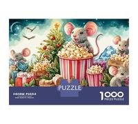 Heartholding Mouse 1000 Pieces Jigsaw Puzzles Engaging Family Games Animal Party with Popcorn Jigsaw Puzzle Home Decoration for Adults & Families 38x26cm/1000pcs